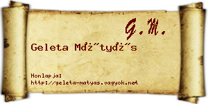 Geleta Mátyás névjegykártya